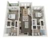 B1 Floor Plan | 2 Bedroom with 2 Bath | 1064 Square Feet | Murano at Three Oaks | Apartment Homes