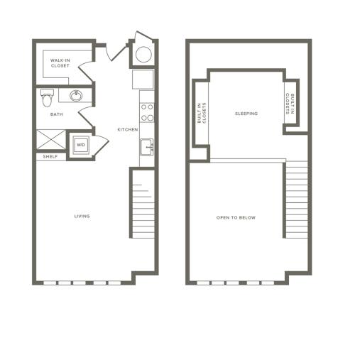 710 to 726 square foot one bedroom studio one bath apartment floor plan image