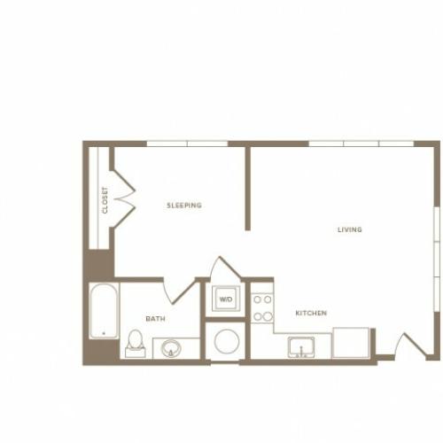 602 square foot one bedroom studio one bath floor plan image
