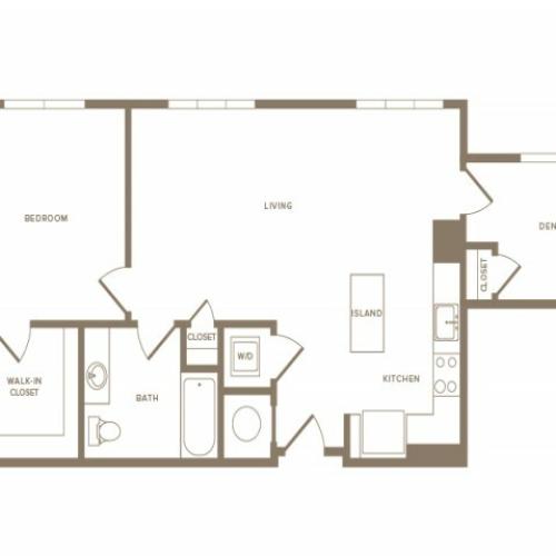 976 square foot one bedroom one bath with den partment floorplan image