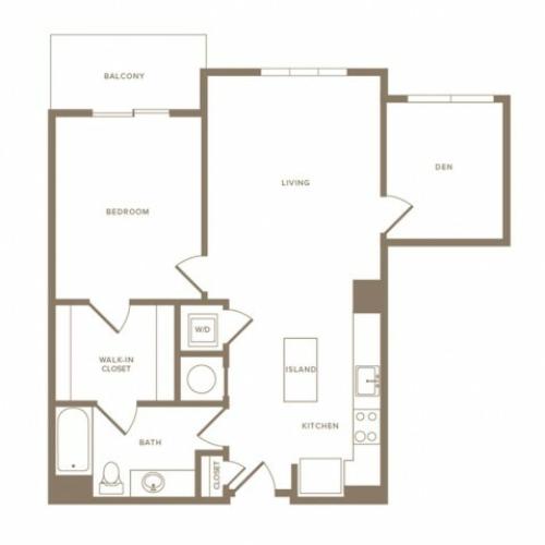 865 square foot one bedroom one bath with den apartment floorplan image