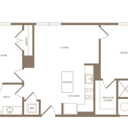 970 square foot two bedroom two bath apartment floorplan image