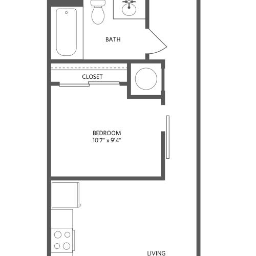 546 square foot one bedroom one bath apartment floorplan image