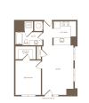 7074 to 715 square foot one bedroom one bath apartment floorplan image