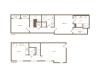 1402 square foot two bedroom two and a half bath two story apartment floorplan image