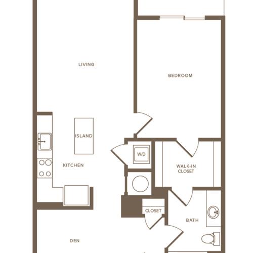 875 square foot one bedroom one bath apartment floorplan image
