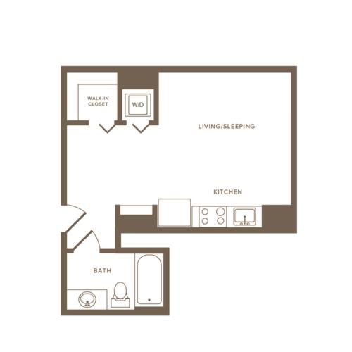401 square foot studio one bath apartment floor plan image