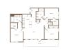 1215 square foot three bedroom two bath floor plan image