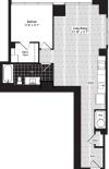763 square foot one bedroom one bath apartment floorplan image