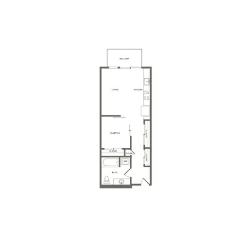596 square foot one bedroom one bath floor plan image