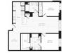 1304 square foot two bedroom two bath den floor plan
