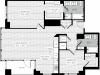 1196 square foot two bedroom two bath apartment floorplan image