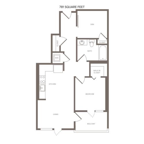 781-811 square foot one bedroom one bath floor plan image