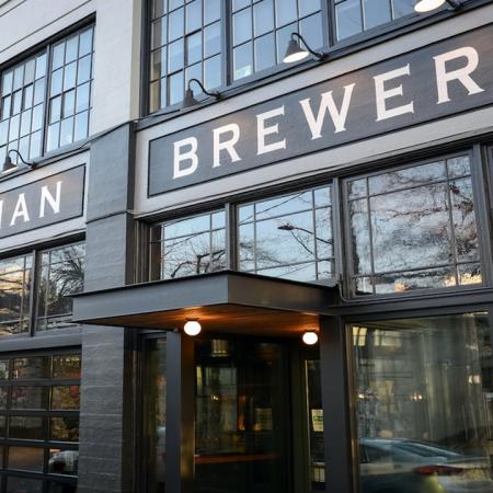 Exterior of local establishment Elysian Brewerynear Modera Broadway apartments in Seattle.