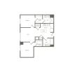 951 square foot two bedroom two bath apartment floorplan image