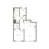 One bedroom ranging from 634 to 650 square feet one bath apartment floorplan image
