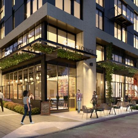 Exterior rendering of retail space  near Modera Broadway apartments in Seattle.