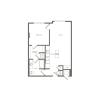 692 to 736 square foot one bedroom one bath apartment floorplan image