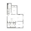 1004 to 1022 square foot two bedroom two bath apartment floorplan image