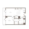752 square foot one bedroom one bath ADA apartment floorplan image