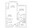 756 square foot one bedroom one bath apartment floorplan image
