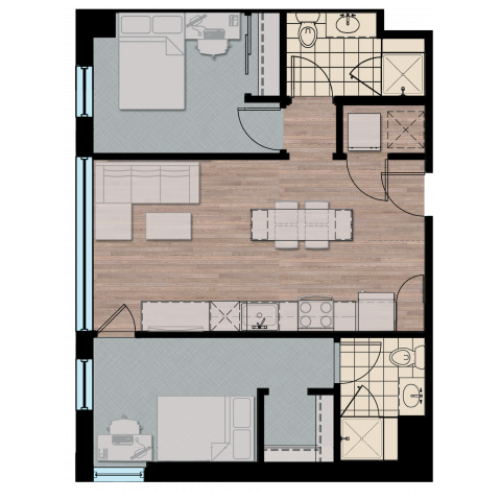 2X2 | 2 bed 2 bath | from 790 square feet