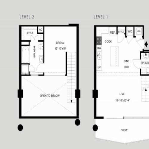 The Lady Bird - Loft | 1 bed 2 bath | from 963 square feet