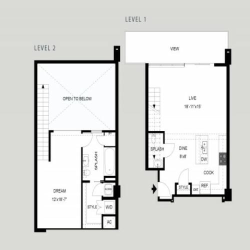 The Tower - Loft | 1 bed 2 bath | from 1061 square feet