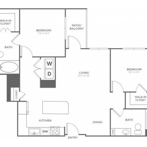 B2 | 2 bed 2 bath | from 1163 square feet