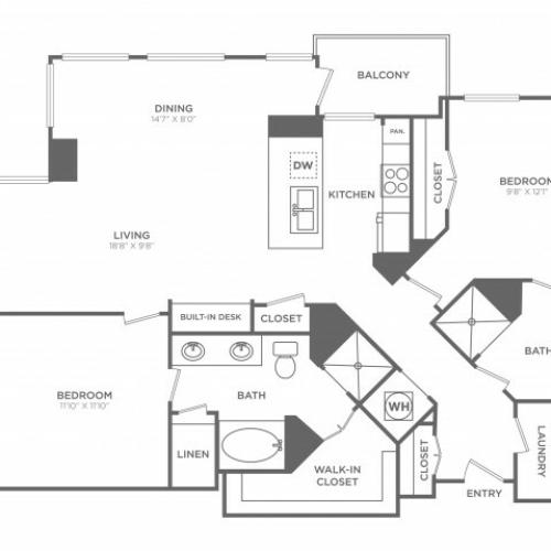 Modern | 2 bed 2 bath | from 1291 square feet