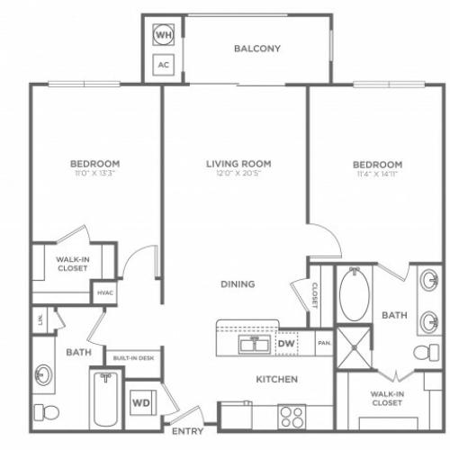 Potomac | 2 bed 2 bath | from 1070 square feet
