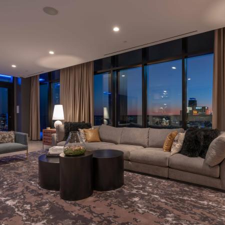 Resident lounge on 28th floor with spectacular city views