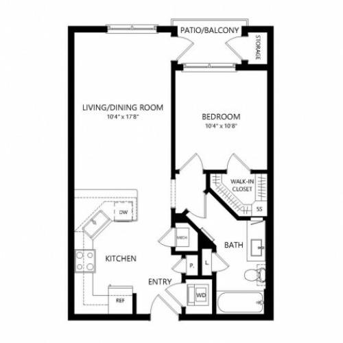 A0 | 1 bed 1 bath | from 619 square feet