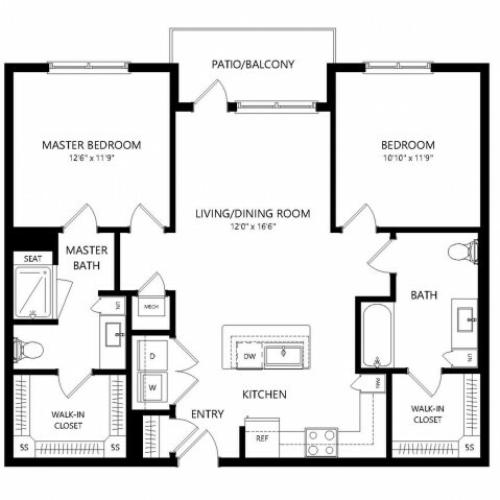 B1HC | 2 bed 2 bath | from 1045 square feet