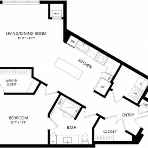 A1 | 1 bed 1 bath | from 869 square feet