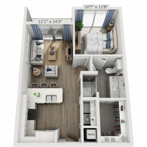 B2 | 1 bed 1 bath | from 652 square feet