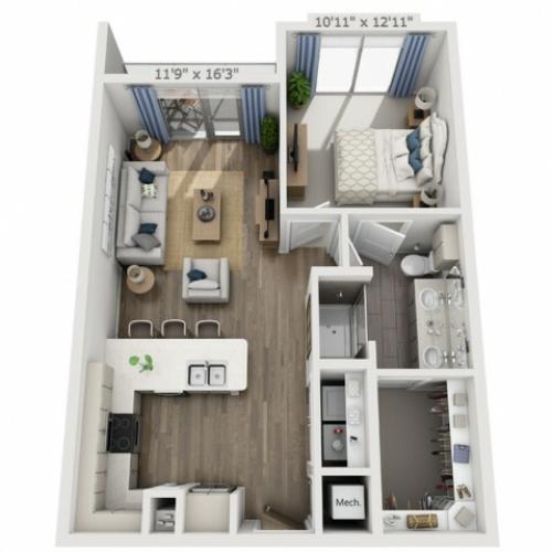 B3 | 1 bed 1 bath | from 728 square feet