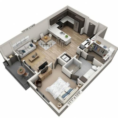 A6 | 1 bed 1 bath | from 847 square feet