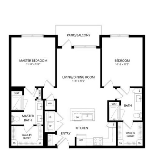 B1Z | 2 bed 2 bath | from 1051 square feet