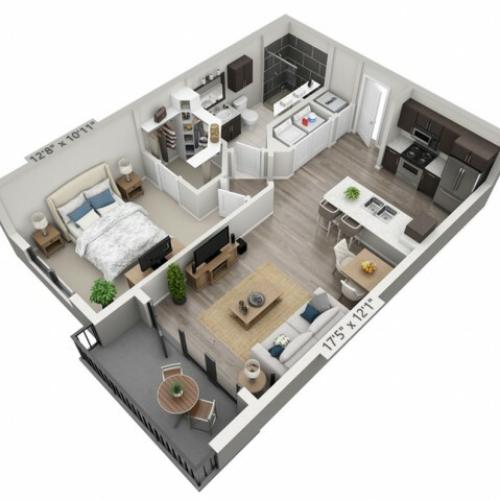 A1 | 1 bed 1 bath | from 677 square feet