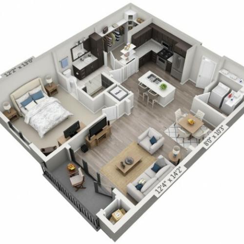 A2 | 1 bed 1 bath | from 842 square feet