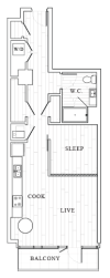 Studio Bedroom Floor Plan at Tower at OPOP Apartments | Apartments in St. Louis MO