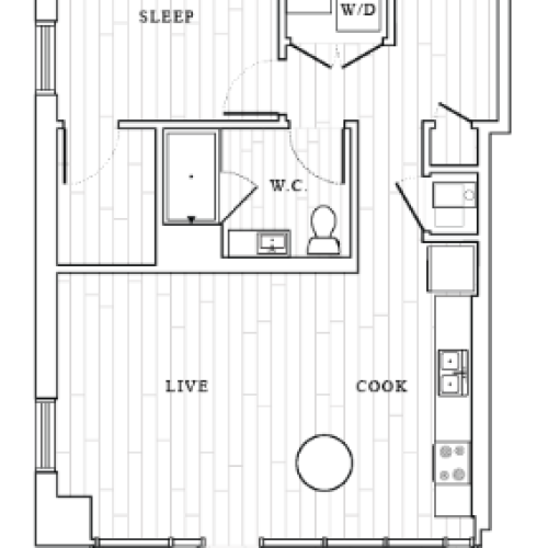 1 Bedroom Floor Plan | Tower at OPOP Apartments | Apartments in St. Louis MO 2D