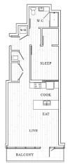 1 Bedroom Floor Plan | Tower at OPOP Apartments | Apartments in St. Louis MO 2D