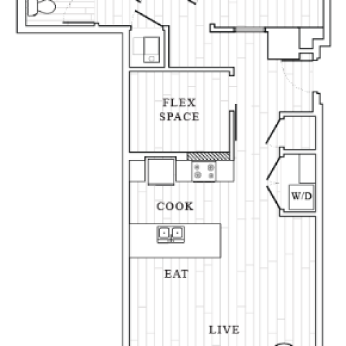 1 Bedroom Floor Plan | Tower at OPOP Apartments | Apartments in St. Louis MO 04