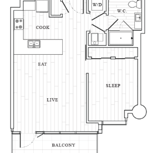 1 Bedroom Floor Plan | Tower at OPOP Apartments | Apartments in St. Louis MO 05