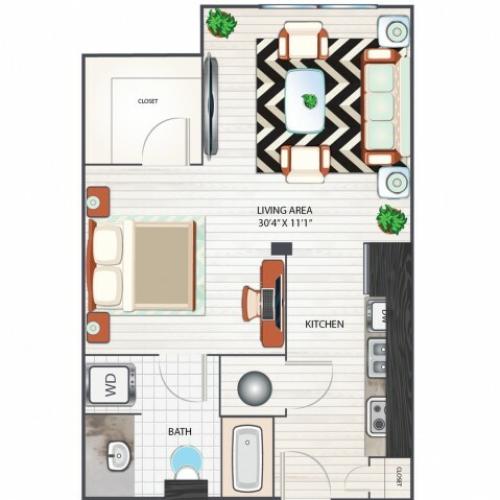 Studio Floor Plan | Apartments in West Columbia SC | Advenir at One Eleven