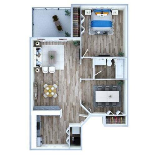 1 Bedroom Floor Plan | Apartments For Rent In Miami Gardens | Advenir at Walden Lake