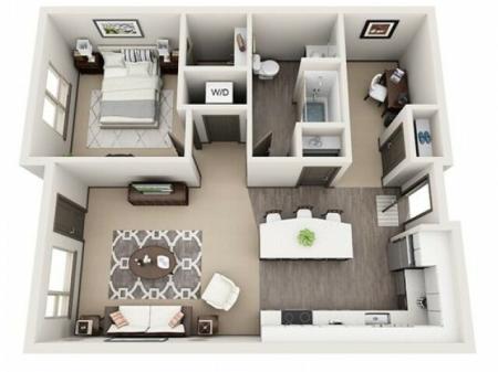 1 Bedroom Floor Plan | Apartments For Rent In Hillsboro Oregon | Tessera at Orenco Station