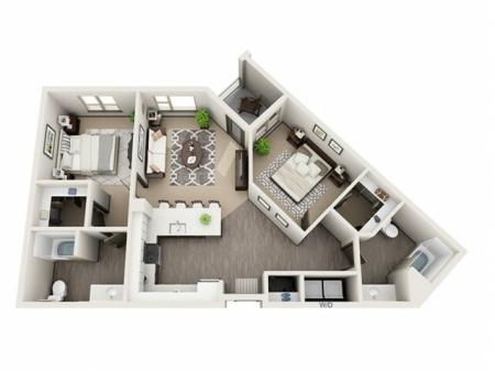 2 Bdrm Floor Plan | Hillsboro Oregon Apartments For Rent | Tessera at Orenco Station
